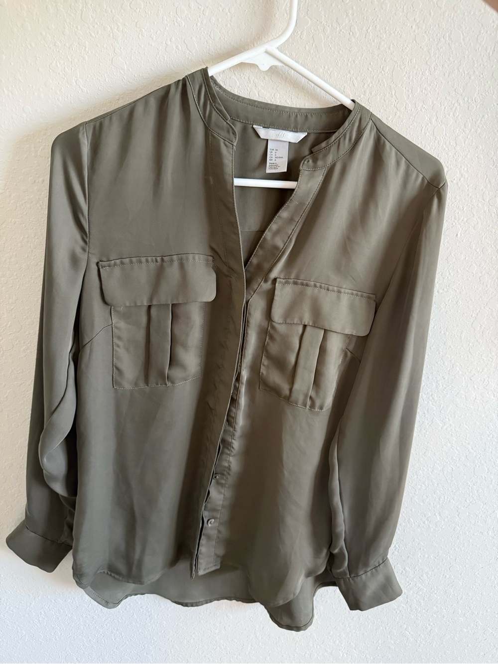 H&M Olive Utility Button-Tab Tunic - Picture 4 of 7